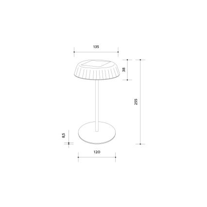 LED reguliuojama saulės įkraunama stalinė lempa VIVIEN LED/3W/5V 2700K 1600 mAh IP54 juoda