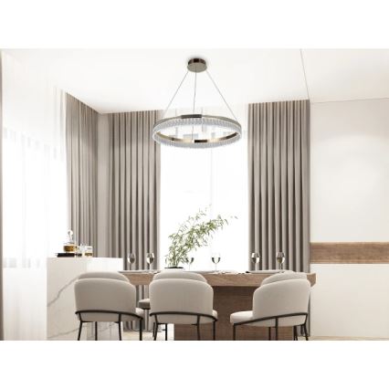 Reguliuojamas LED krištolinis liustras ant troselio THALIA LED/55W/230V 3000-6000K skersmuo 80 cm + su nuotoliniu pultu