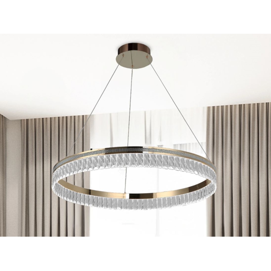 Reguliuojamas LED krištolinis liustras ant troselio THALIA LED/55W/230V 3000-6000K skersmuo 80 cm + su nuotoliniu pultu