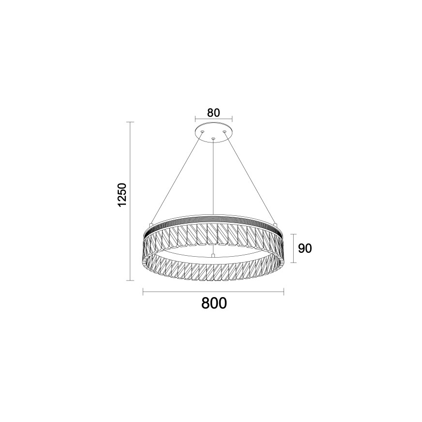 Reguliuojamas LED krištolinis liustras ant troselio THALIA LED/55W/230V 3000-6000K skersmuo 80 cm + su nuotoliniu pultu