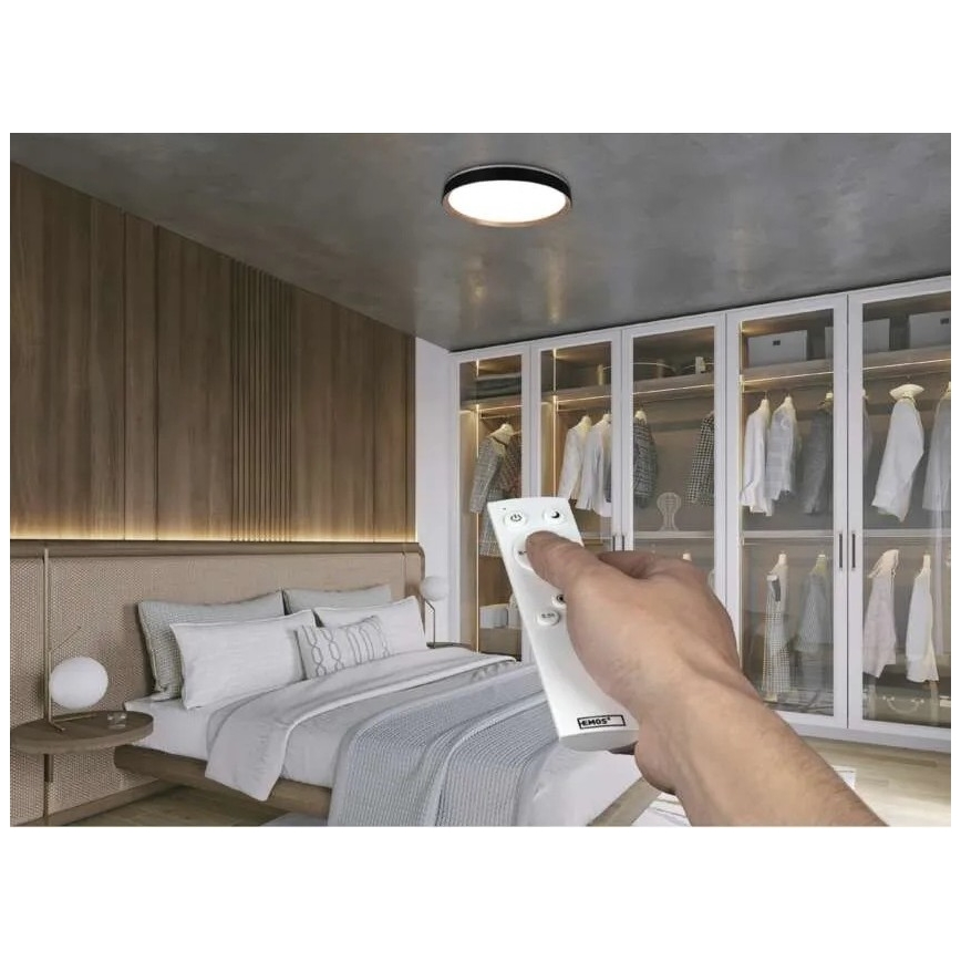 LED reguliuojamo ryškumo lubinis šviestuvas ILVI LED/45W/230V 2700-6500K skersmuo 50 cm juoda/smėlinė + nuotolinis valdymas