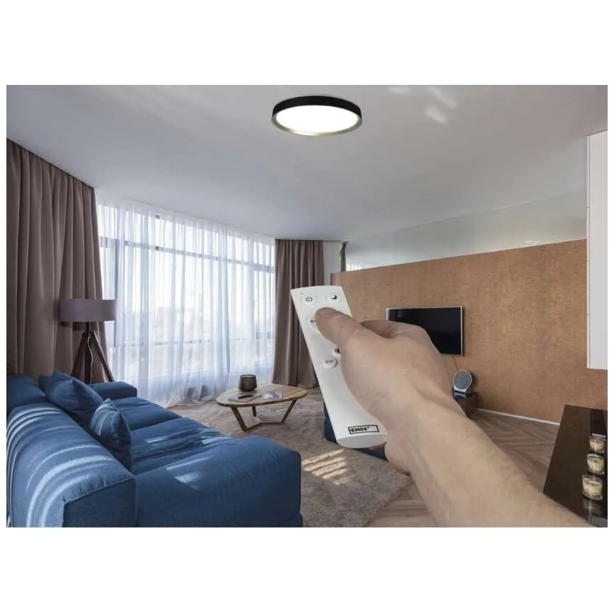 Reguliuojamas LED lubinis šviestuvas ILVI LED/45W/230V 2700-6500K skersmuo 50 cm juodas/žalvaris + nuotolinis valdymas