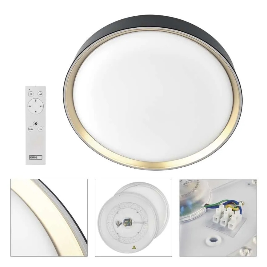 Reguliuojamas LED lubinis šviestuvas ILVI LED/45W/230V 2700-6500K skersmuo 50 cm juodas/žalvaris + nuotolinis valdymas