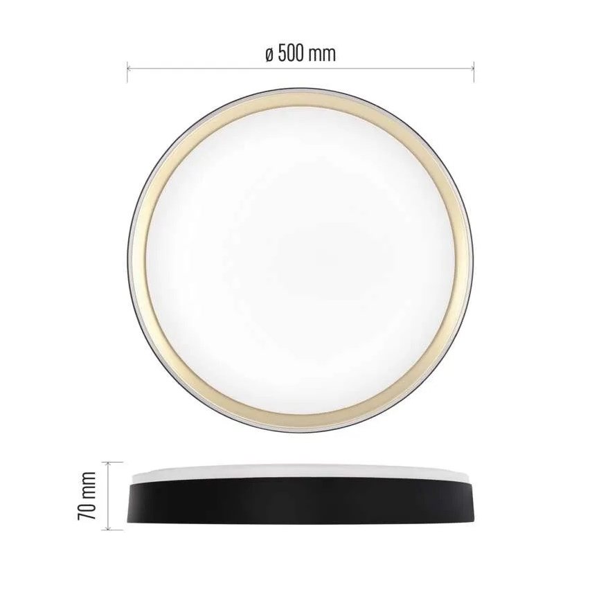 Reguliuojamas LED lubinis šviestuvas ILVI LED/45W/230V 2700-6500K skersmuo 50 cm juodas/žalvaris + nuotolinis valdymas