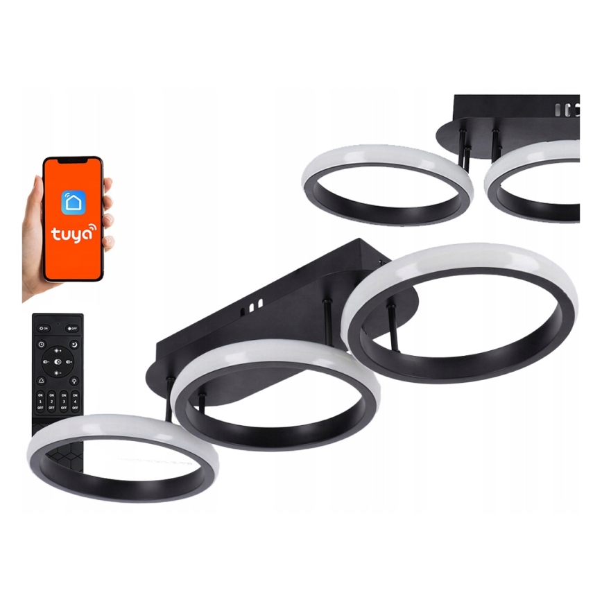 LED Dimeriuojamas lubinis šviestuvas LED/30W/230V 3000-6500K juodas Wi-Fi Tuya + nuotolinis valdymas