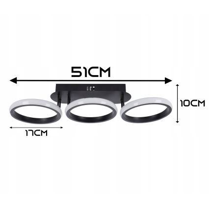 LED Dimeriuojamas lubinis šviestuvas LED/30W/230V 3000-6500K juodas Wi-Fi Tuya + nuotolinis valdymas