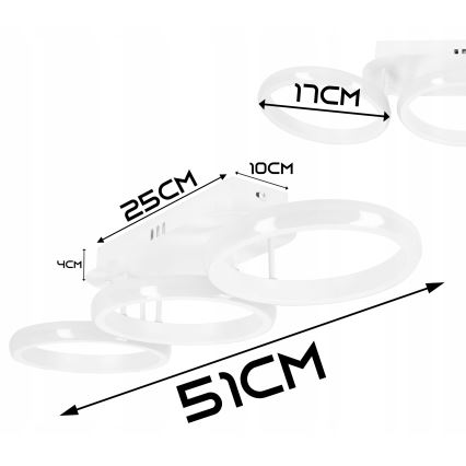Reguliuojamas LED lubinis šviestuvas LED/30W/230V 3000–6500K baltas Wi‑Fi (Tuya) + nuotolinis pultas