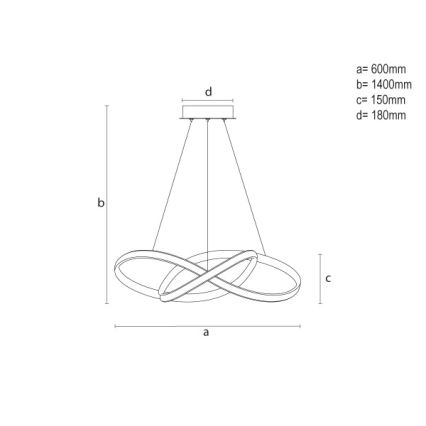 Reguliuojamas LED pakabinamas šviestuvas ant troselio LED/85W/230V 3000-6500K skers. 60 cm + su nuotoliniu pulteliu
