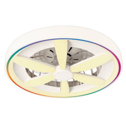 LED RGBW Dimeriuojamas lubinis šviestuvas su ventiliatoriumi ZAMBIA LED/24W/230V 3000-6500K baltas + su nuotoliniu pulteliu