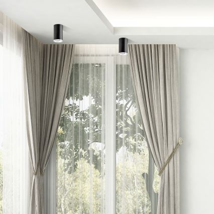 LED RGBW reguliuojamas vonios taškinis šviestuvas TURYN 1xGU10/4,8W/230V 3000K IP44 juodas + nuotolinis valdymas