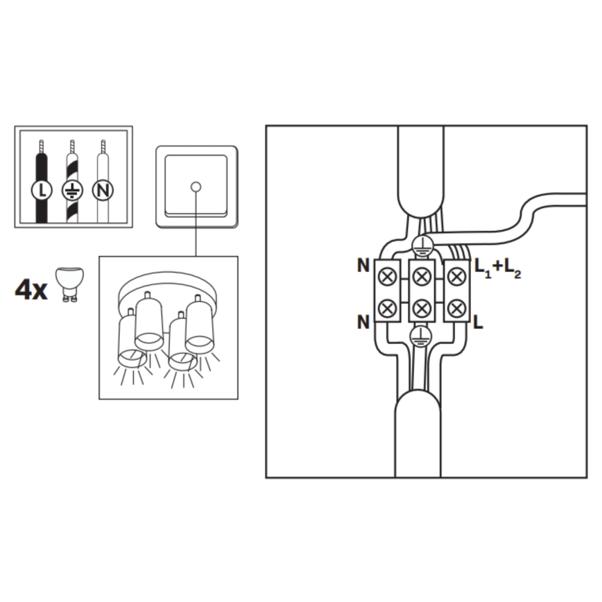 LED RGBW dimeriuojamas vonios kambario taškinis šviestuvas TURYN 4xGU10/6,5W/230V 2700-6500K Wi-Fi IP44 baltas