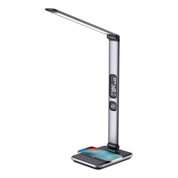 Dimeriuojamas LED stalinis šviestuvas LED/8,5W/230V su belaidžiu įkrovimu, sidabrinis