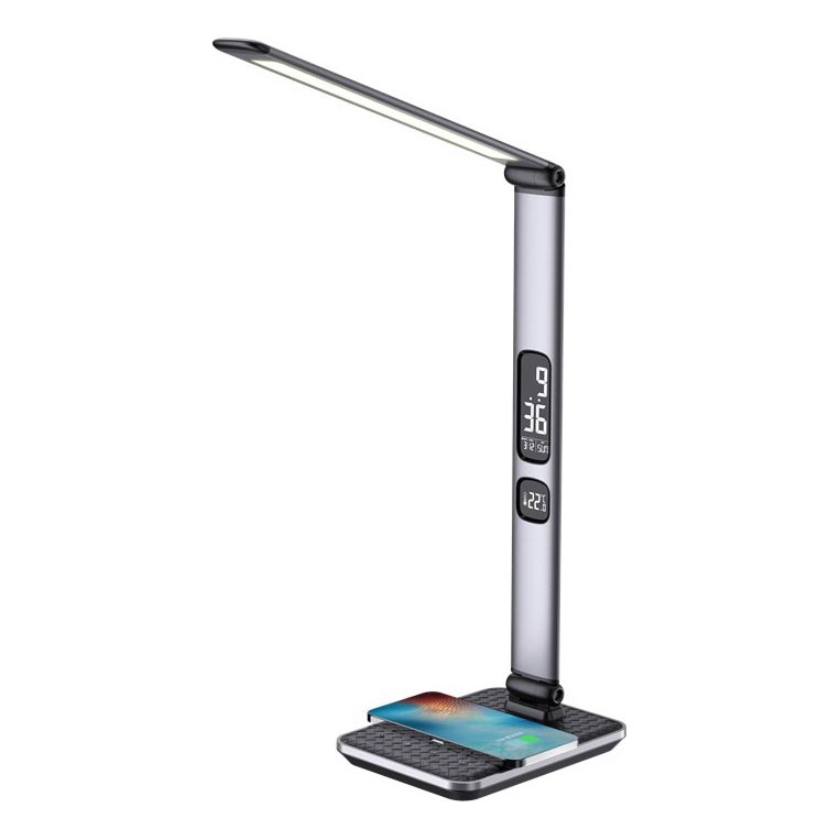 Dimeriuojamas LED stalinis šviestuvas LED/8,5W/230V su belaidžiu įkrovimu, sidabrinis