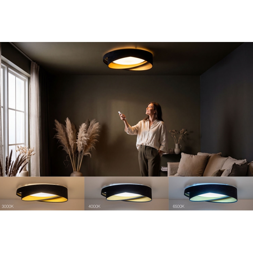 Reguliuojamas LED lubinis šviestuvas SMART GALAXY MODERN LED/24W/230V 3000-6500K Ø 55 cm juodas/auksinis + nuotolinis valdymas
