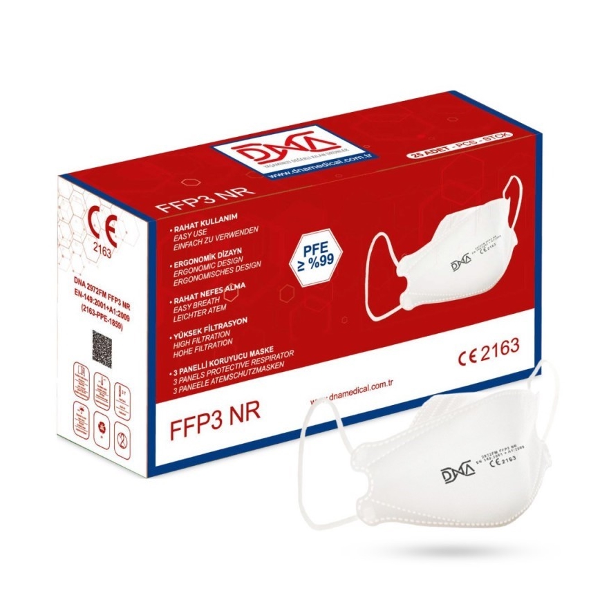 DNR respiratorius FFP3 NR CE 2163 Medicininis 20vnt