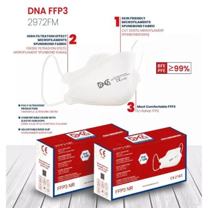 DNR respiratorius FFP3 NR CE 2163 Medicininis 50vnt