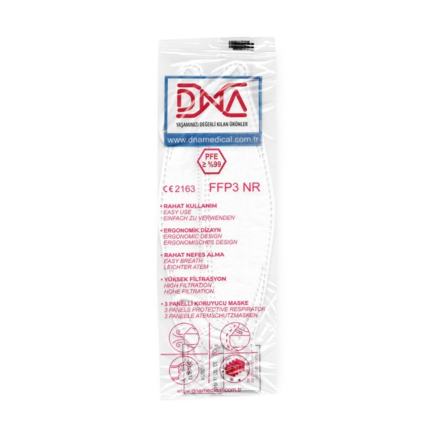 DNR respiratorius FFP3 NR CE 2163 Medicininis 50vnt