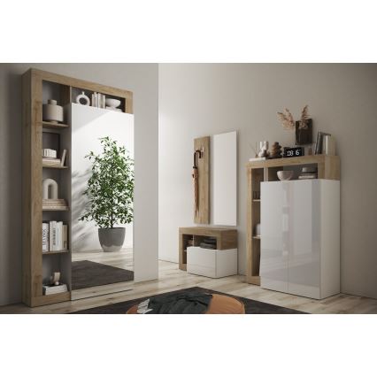 Drabužių spinta LENOR 91x209 cm balta/ruda