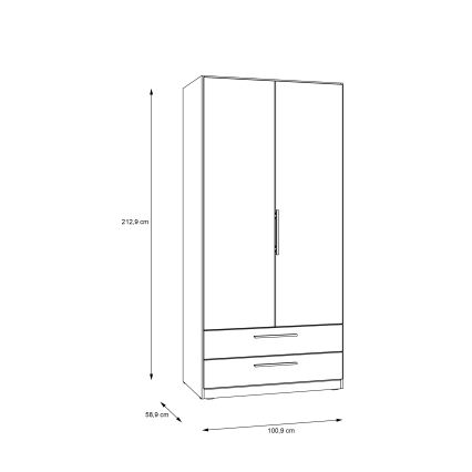 Drabužių spinta MARO 100x213 cm, ąžuolas Artisan
