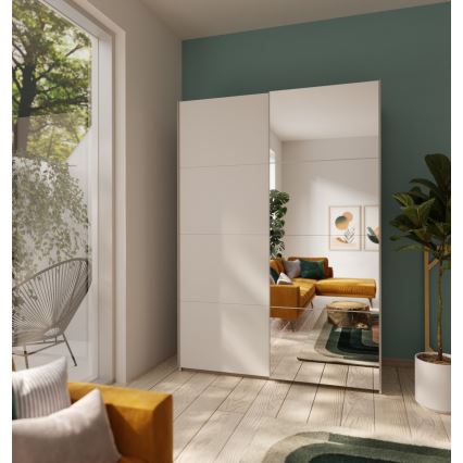 Drabužių spinta su veidrodžiu KARO, 150x210 cm, balta