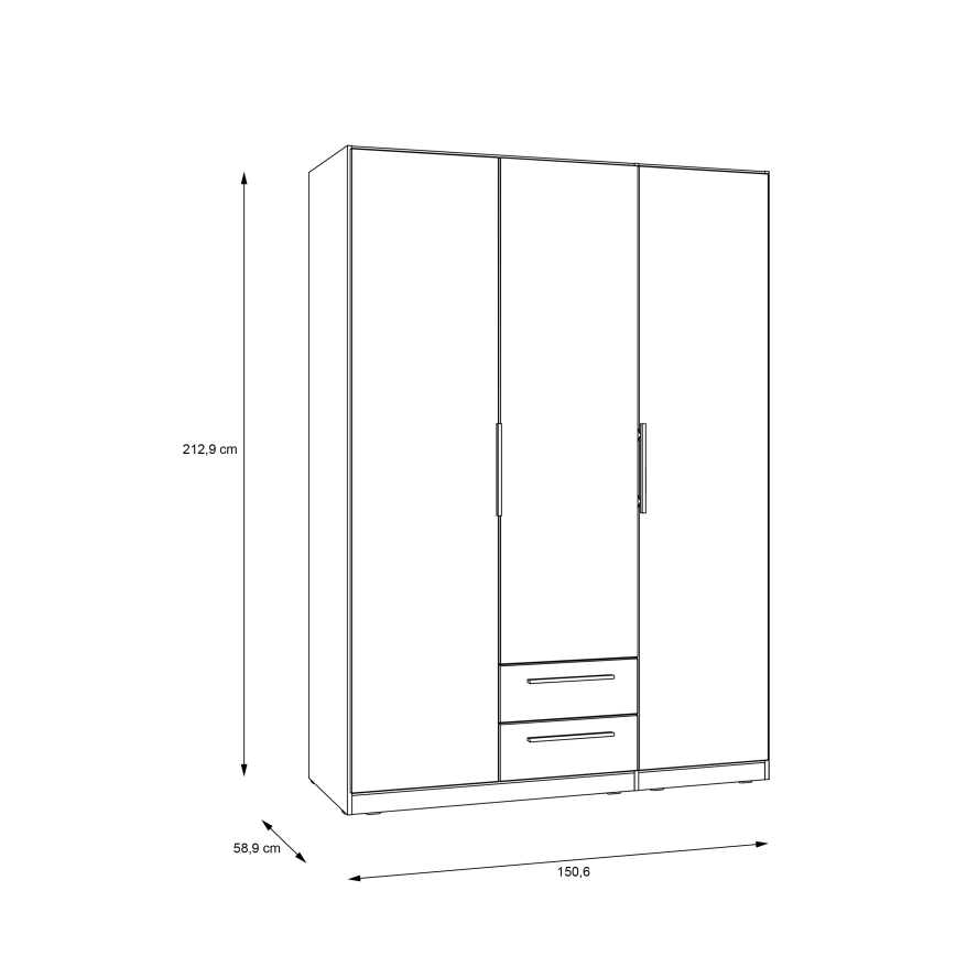 Drabužių spinta su veidrodžiu MARO, 150x213 cm, artisan ąžuolas