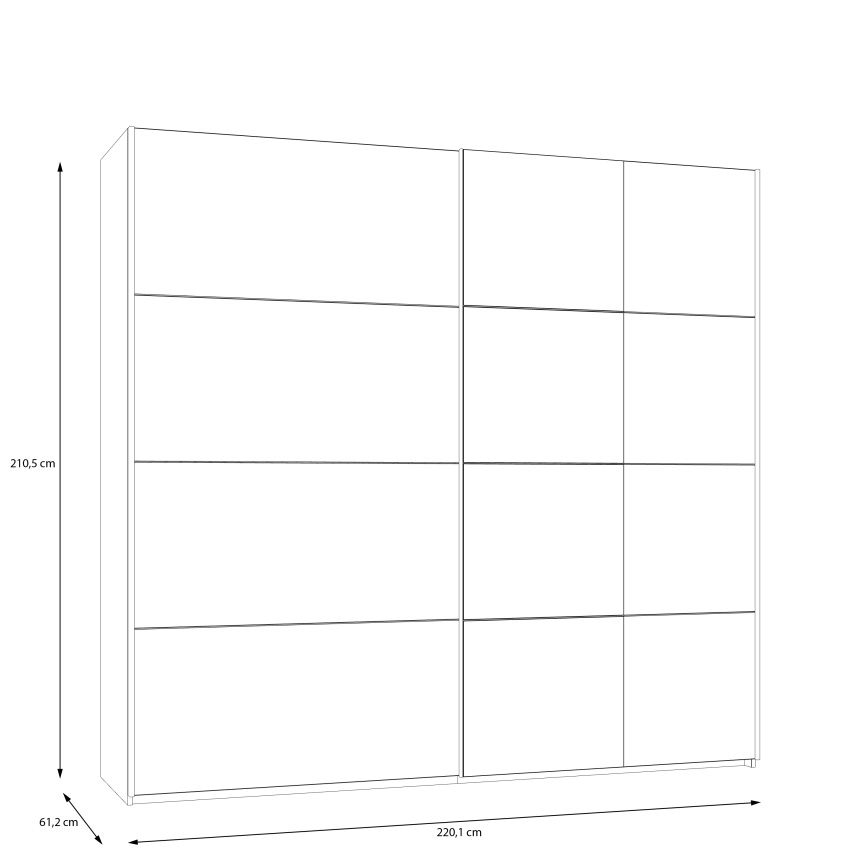 Drabužių spinta su veidrodžiu ODEN 220x210 cm smėlinė