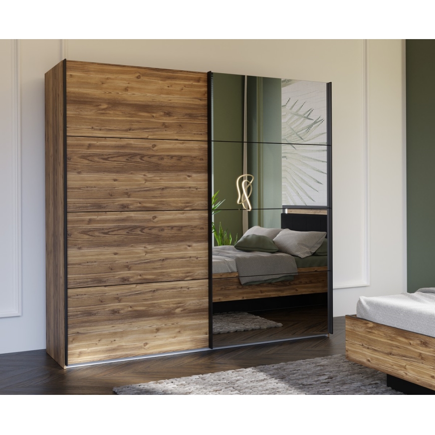 Drabužių spinta su veidrodžiu OREN 220x210 cm artisan ąžuolas