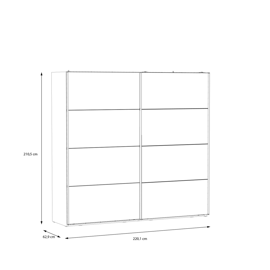 Drabužių spinta su veidrodžiu OREN 220x210 cm artisan ąžuolas