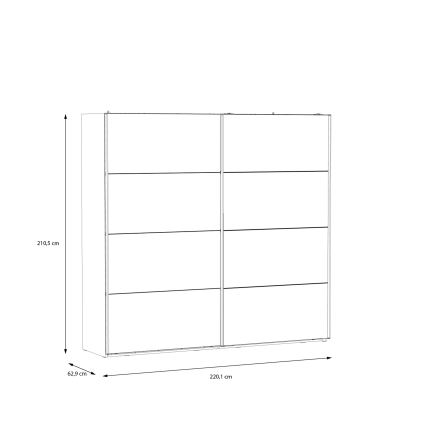 Drabužių spinta su veidrodžiu OREN 220x210 cm ąžuolas artisan