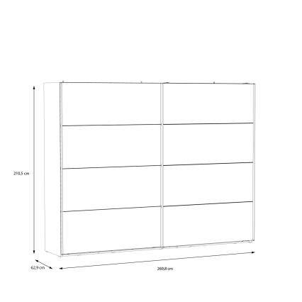 Drabužių spinta su veidrodžiu OREN 270x210 cm artisan ąžuolas