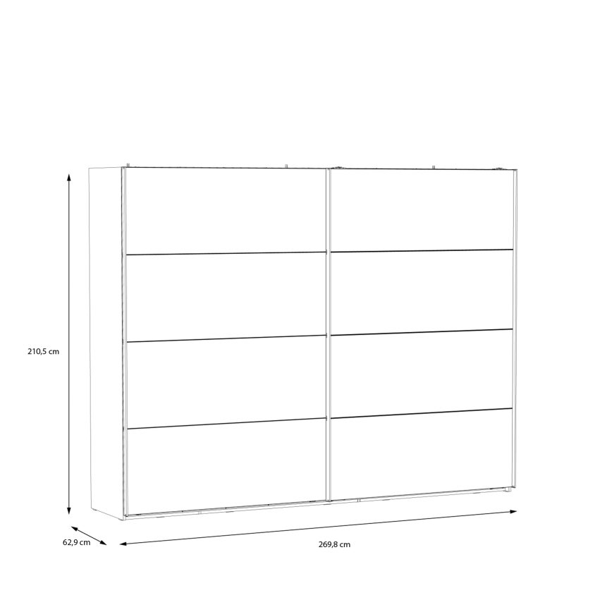 Drabužių spinta su veidrodžiu OREN 270x210 cm artisan ąžuolas