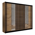 Drabužių spinta su veidrodžiu SANTINO 250x215 cm ąžuolas craft/juoda