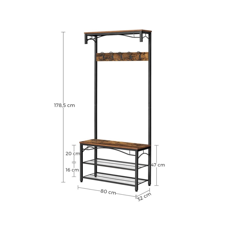 Drabužių stovas NAVOR rudas/juodas