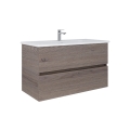 Dřevojas - Vonios spintelė su praustuvu BANO 100x47 cm tamsus ąžuolas/balta