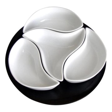 Dubenėlių rinkinys TORO su padėklu, 4 vnt., keramika/medis