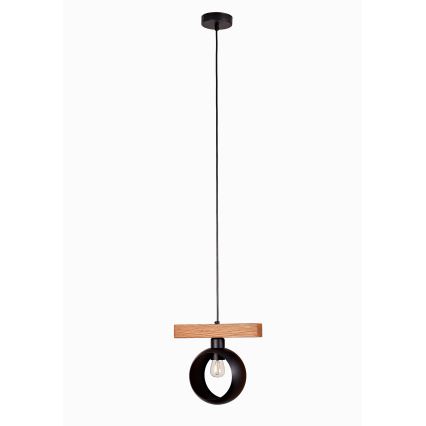 Duolla - IRONLINE pakabinamas šviestuvas ant laido 1xE27/15W/230V pušis/ąžuolas/juoda