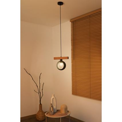 Duolla - IRONLINE pakabinamas šviestuvas ant laido 1xE27/15W/230V pušis/ąžuolas/juoda