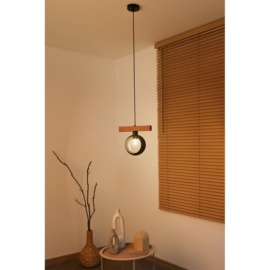 Duolla - IRONLINE pakabinamas šviestuvas ant laido 1xE27/15W/230V pušis/ąžuolas/juoda