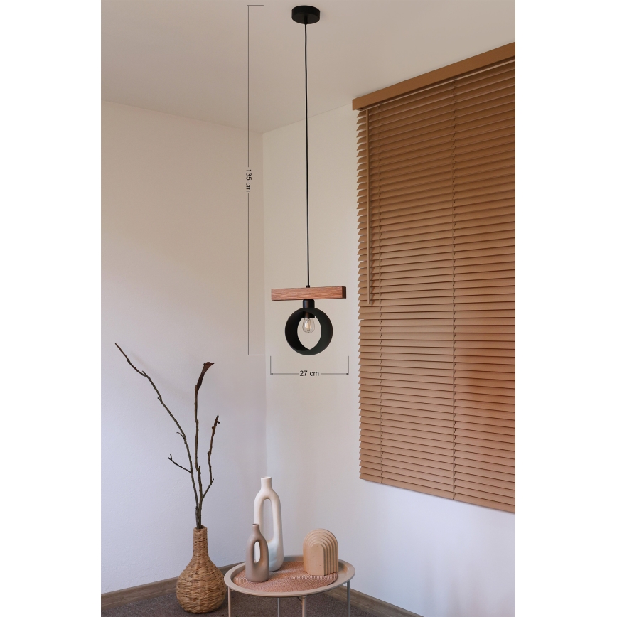 Duolla - IRONLINE pakabinamas šviestuvas ant laido 1xE27/15W/230V pušis/ąžuolas/juoda