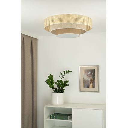 Duolla - LED lubinis šviestuvas LUNETA LED/26W/230V diametras 60 cm 4000K rotangas/smėlio spalva/ruda