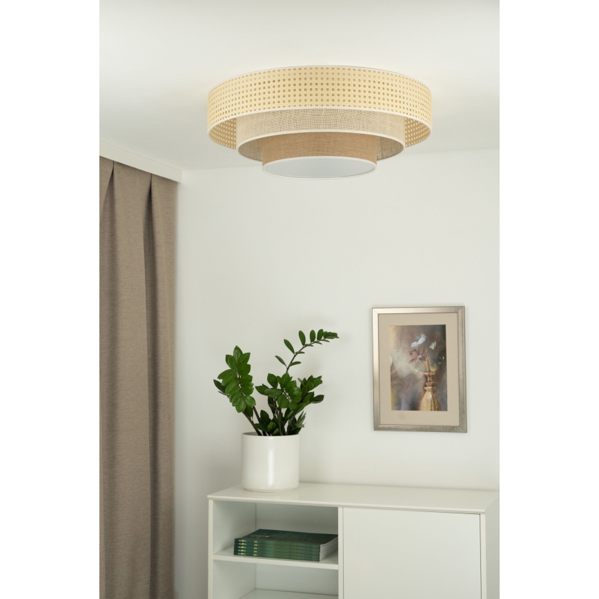 Duolla - LED lubinis šviestuvas LUNETA LED/26W/230V diametras 60 cm 4000K rotangas/smėlio spalva/ruda