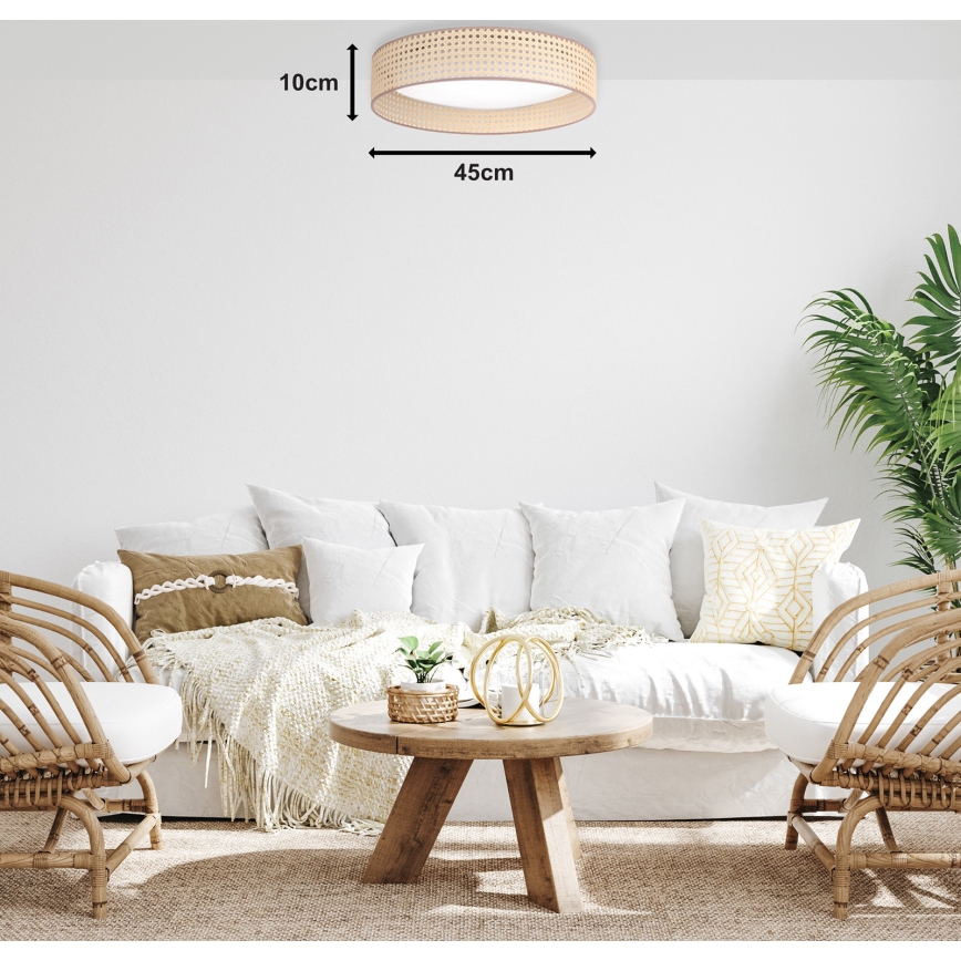Duolla - LED lubinis šviestuvas ROLLER LED/24W/230V diametras 45 cm rotangas