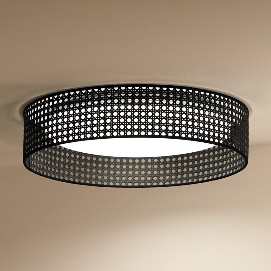 Duolla - LED lubinis šviestuvas ROLLER RATTAN LED/24W/230V diametras 45 cm juoda