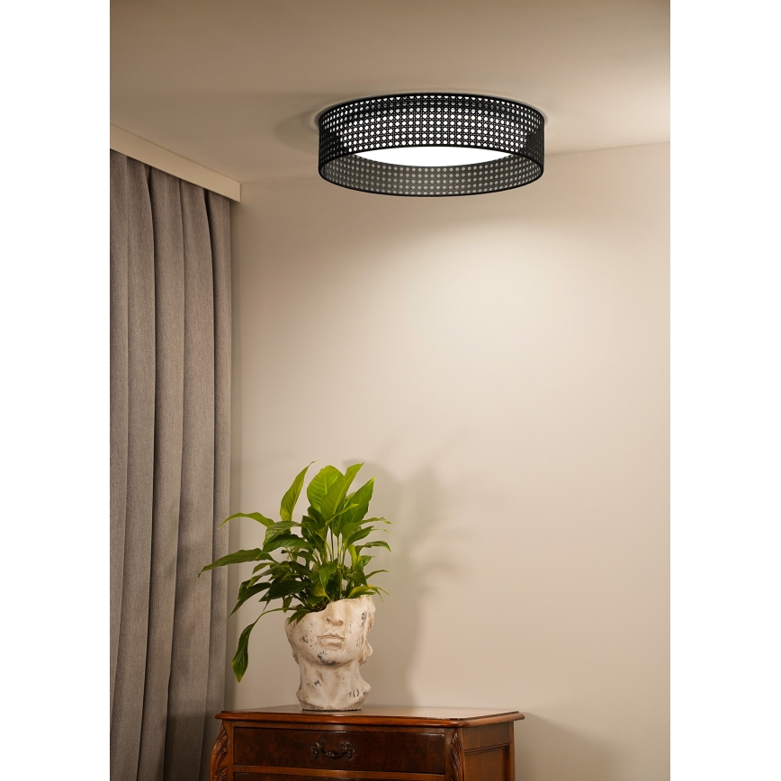 Duolla - LED lubinis šviestuvas ROLLER RATTAN LED/24W/230V diametras 45 cm juoda