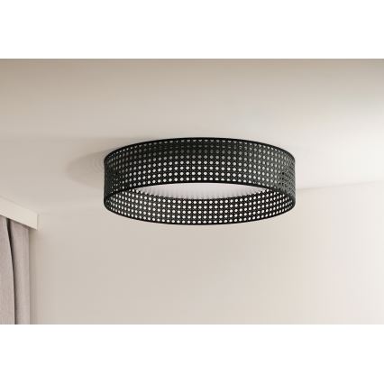 Duolla - LED lubinis šviestuvas ROLLER RATTAN LED/24W/230V diametras 45 cm juoda