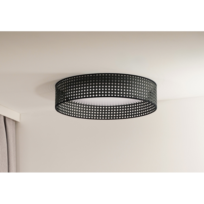 Duolla - LED lubinis šviestuvas ROLLER RATTAN LED/24W/230V diametras 45 cm juoda