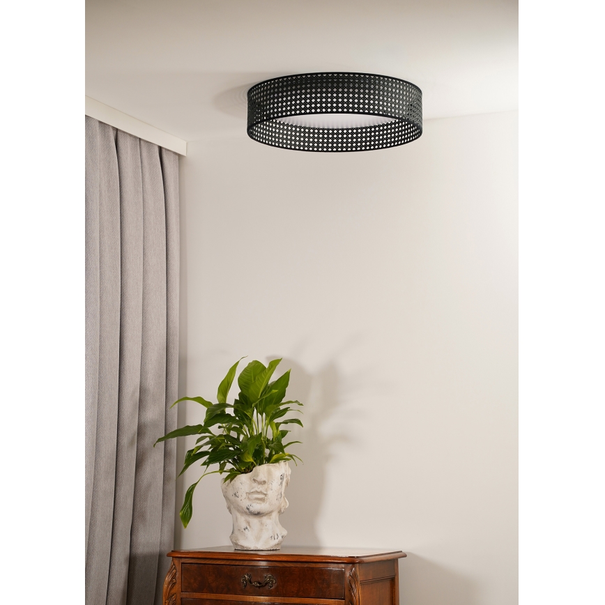 Duolla - LED lubinis šviestuvas ROLLER RATTAN LED/24W/230V diametras 45 cm juoda