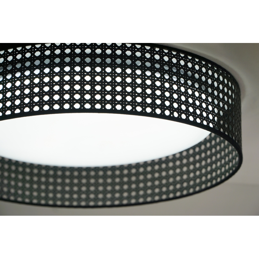 Duolla - LED lubinis šviestuvas ROLLER RATTAN LED/24W/230V diametras 45 cm juoda