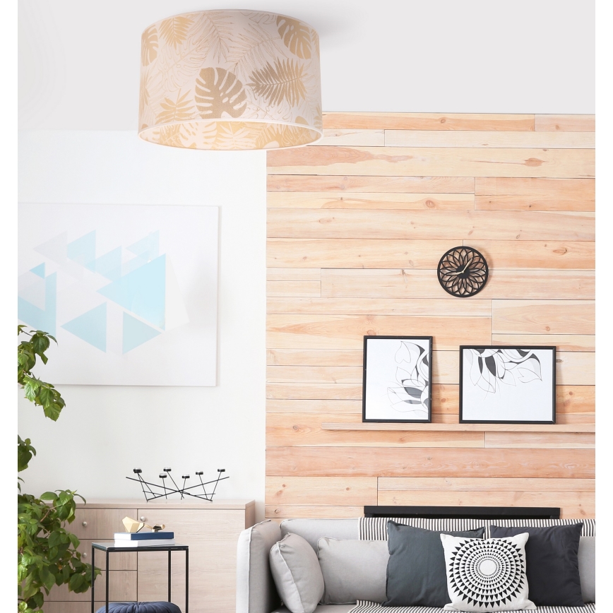 Duolla - Lubinis šviestuvas ARECA 1xE27/40W/230V diametras 45 cm žalvaris/balta