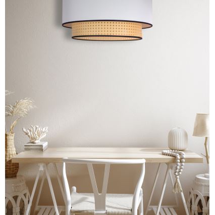 Duolla - Lubinis šviestuvas BOHO 1xE27/15W/230V diametras 45 cm balta/rotangas
